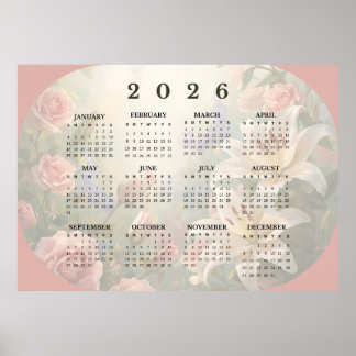 2026 Horizontaler Wandkalender Poster