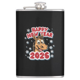 2026 Horse Zodiac Sign New Year Celebration.  Flachmann