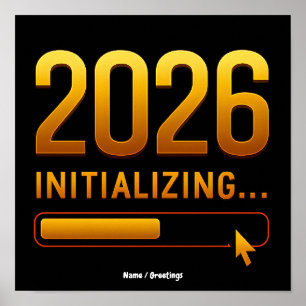 2026 Initialisierung Futuristisches Gold Rot Forts Poster