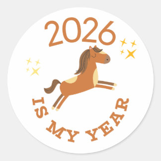2026 Is My Year Cute Year of the Horse Runder Aufkleber