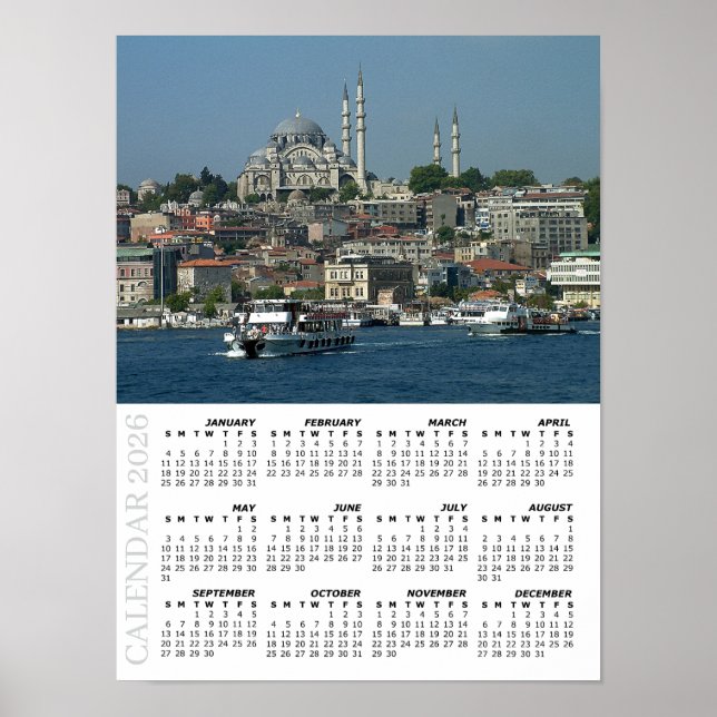 2026 Istanbul Calendar, Sultan Ahmed, Turkey Poster (Vorne)