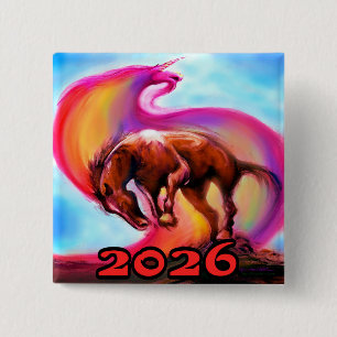 2026 Jahr des Feuerpferdes Button