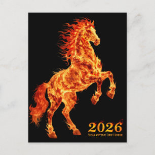 2026 Jahr des Feuerpferdes Postkarte