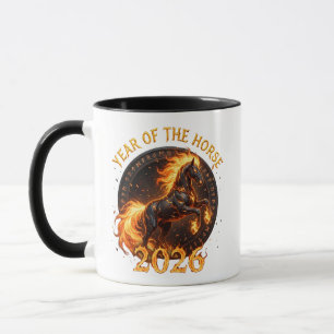 2026 Jahr des Feuerpferds Fantasy Magma & Runen Tasse