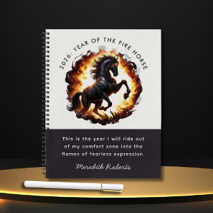 2026 Jahr des Feuerpferds Motivationszitat Notizbuch