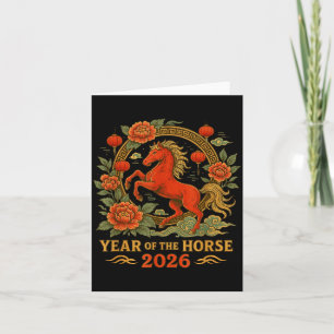 2026 Jahr des Pferdes Chinesischer Zodiak Chinesis Dankeskarte