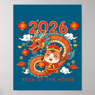 2026 Jahr des Pferdes Chinesisches Neujahr Lunar N Poster