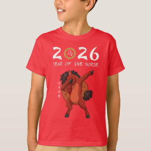 2026 Jahr des Pferdes Dabbing Pony Chinesisches Ne T-Shirt