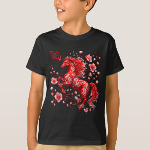 2026 Jahr des Pferdes Rotes Chinesisches Neujahr L T-Shirt