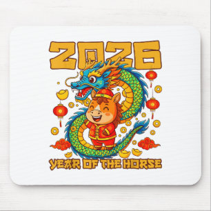 2026 Jahr Pferd Drache Frohes Chinesisches Neujahr Mousepad