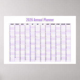 2026 Jahr-übersicht-Wandplaner-Kalender Poster