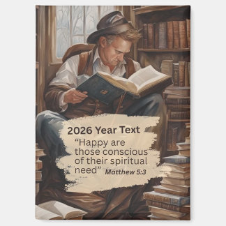 2026 Jahres Text Mann liest Magnet