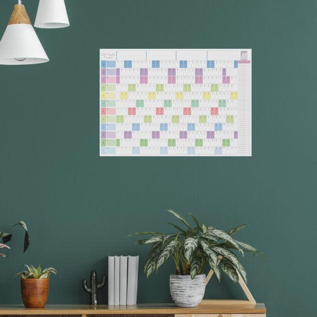 2026 Jahresplaner zum Ausdrucken | Pastell-Wandkal Poster (Wohnzimmer 1)