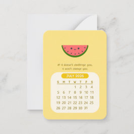 2026 Juli Monatlicher Kawaii Motivierend Kalender Mitteilungskarte