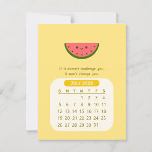 2026 Juli Monatlicher Kawaii Motivierend Kalender Postkarte