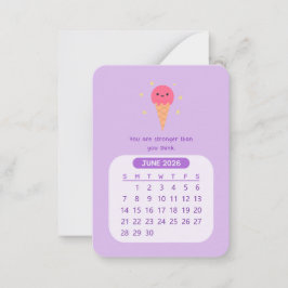2026 Juni Monatlicher Kawaii Motivierend Kalender Mitteilungskarte