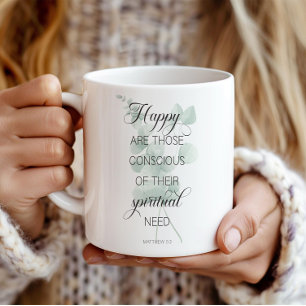 2026 JW Jahr Text Matthew 5:3 Grüner Eukalyptus Kaffeetasse