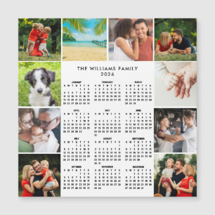 2026 Kalender 10 Foto Collage Familienmagnet Magnetkarte