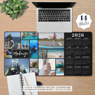 2026 Kalender 14 Fotos Name Farbe Schreibtischunterlage