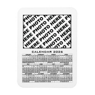 2026 Kalender 1 Fotos Magnet Weiß hinzufügen