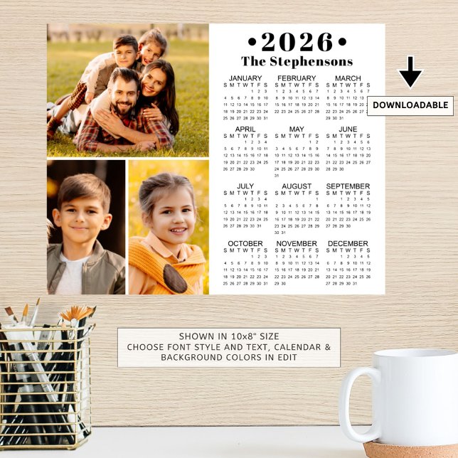 2026 Kalender 3 FotoCollage Personalisiertes Poste Poster (Von Creator hochgeladen)