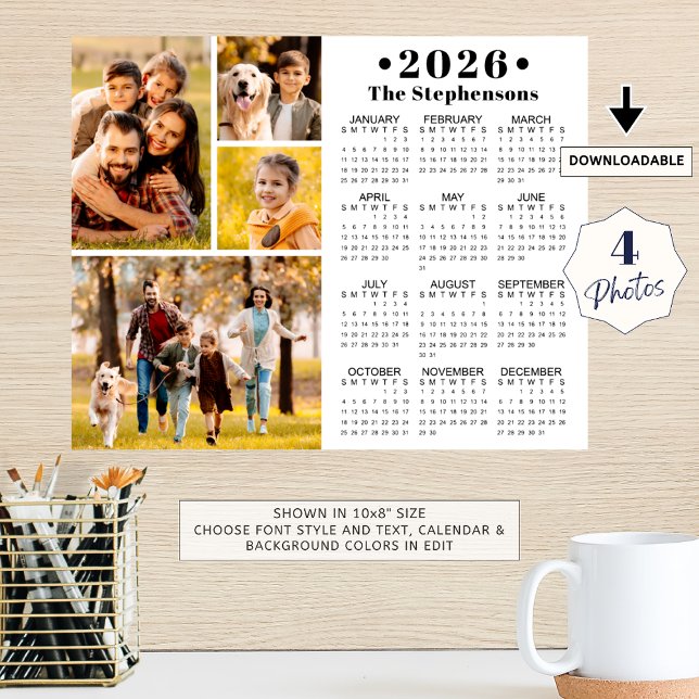 2026 Kalender 4 Foto Collage Personalisiertes Post Poster (Von Creator hochgeladen)