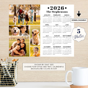 2026 Kalender 5 Foto-Collage Personalisiertes Post Poster