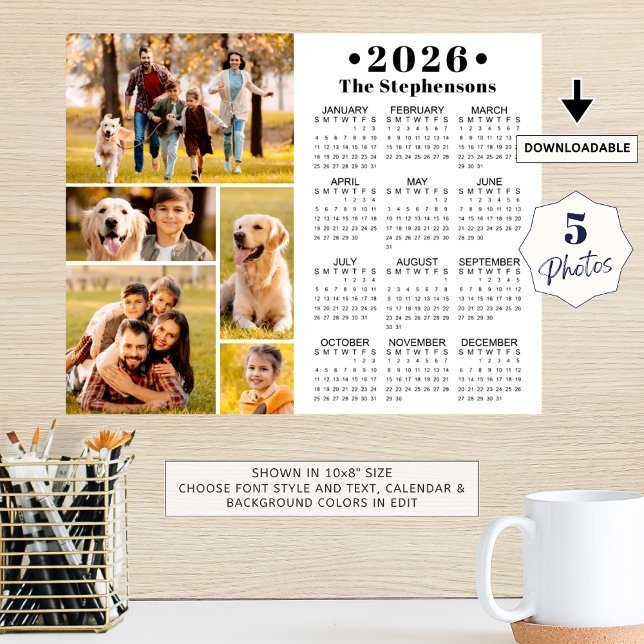 2026 Kalender 5 Foto-Collage Personalisiertes Post Poster (Von Creator hochgeladen)