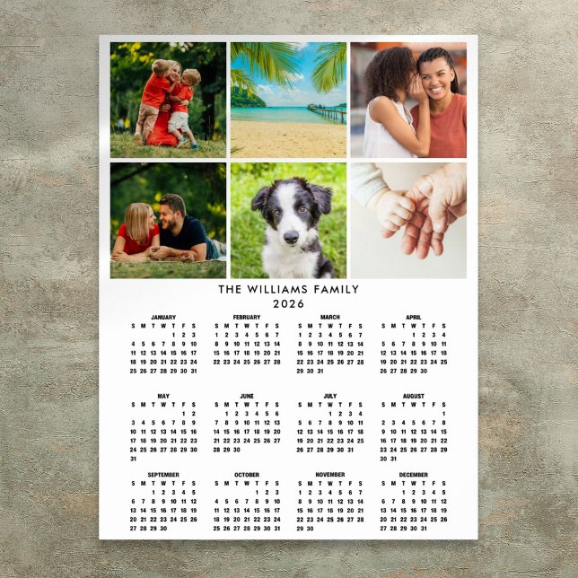 2026 Kalender 6 Foto Collage Modern Poster (2026 Calendar 6 Photo Collage Modern Poster)