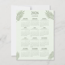 2026 Kalender Boho Floral Ästhetik Salbei Grün