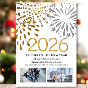 2026 Kalender Business Festivals Feuerwerke Gold Magnetkarte