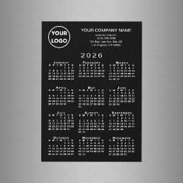 2026 Kalender Business-Logo Text Schwarze Karte