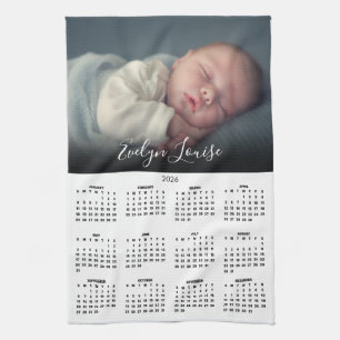 2026 Kalender Eleganter Schriftname Foto  Geschirrtuch