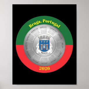 2026 Kalender Fans Silber Stadtwappen Braga Portug Poster
