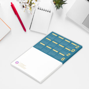 2026 Kalender Firmenlogo & Kontaktinformationen Aq Post-it Klebezettel