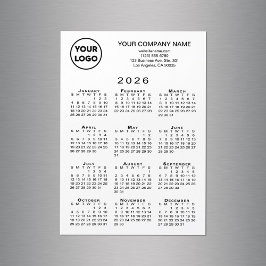 2026 Kalender Firmenlogo Text White Magnet Card
