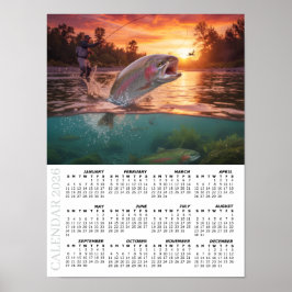 2026 Kalender, Fliegenfischen, Forelle / Fisch Poster