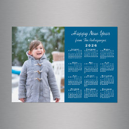 2026 Kalender Foto Frohes neues Jahr Blue Magnet