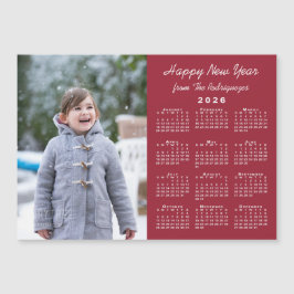 2026 Kalender Foto Frohes neues Jahr Burgundy Magn Magnetkarte