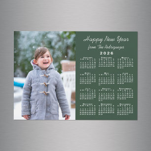 2026 Kalender Foto Glück Neues Jahr Grün Magnet