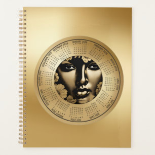 2026 Kalender Frau Gold Gesicht Planer