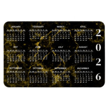 2026 Kalender für Schwarz-Gold-Marmor