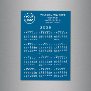 2026 Kalender Geschäft Logo Text Blau Magnetkarte