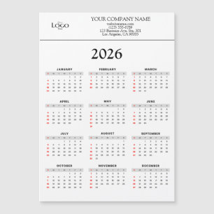 2026 Kalender Geschäftslogo Text   Beliebiger Hint Magnetkarte