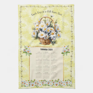 2026 Kalender Handtuch Gelbe Daisy Geschenk von Go