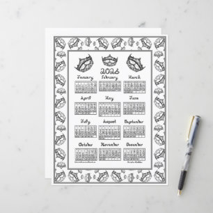 2026 Kalender Königin der Herzen Silber-Tiara-Stof