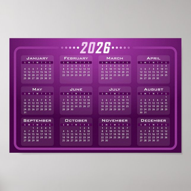 2026 Kalender Lila Poster (Vorne)