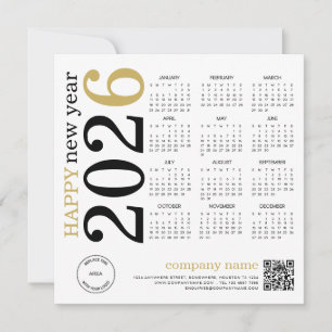 2026 Kalender Logo QR Code Glücklich Neues Jahr Feiertagskarte