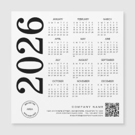 2026 Kalender-Logo QR-Code Schwarz-Weiß-Geschäft Magnetkarte
