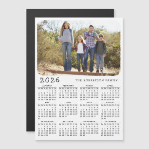 2026 Kalender Magnet Familie Foto Weiß Schwarz